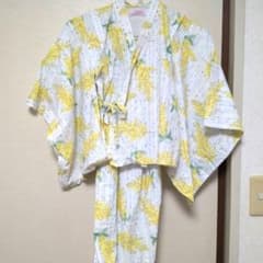 ミモザ柄 浴衣 120〜130 ホワイト イエローのサムネイル