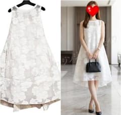 極美品 定価16万円 FOXEYフォクシー 花柄オーガンジーレースワンピ38白