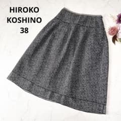 HIROKO KOSHINO ヒロココシノ シルク混フレアスカート チェック花柄