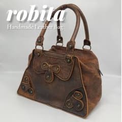 robita ボストンバッグ レザー ビンテージ加工 肩掛け ダークブラウン 