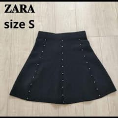 ZARA ザラ ビジュー ニット スカート ブラック S フレア かわいい 黒のサムネイル
