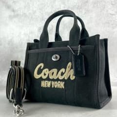 ✨美品✨コーチ　カーゴトート 20 2way ターンロック　キャンバス　ブラック ✨美品✨コーチ カーゴトート 20 2way ターンロック キャンバス