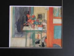 カール・ラーション、リスベス、希少画集画、新品額装付、状態良好 カール・ラーション、本を読むリスベス、希少画集画、新品額装付