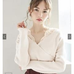 レースドッキングカシュクールニットトップスのサムネイル