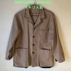 MHL個性的 カバーオール　イギリス製 ベージュ べルベットパイピング 綿 麻 MHL個性的 カバーオール イギリス製 ベージュ べルベットパイピング 綿