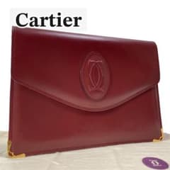 極美品】Cartier クラッチバッグ ボルドー マストライン Lサイズ 金具