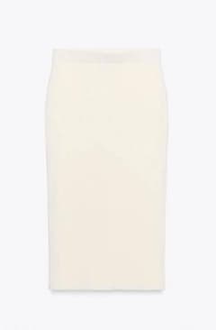 【美品】ZARA ニットミディ丈スカート エクリュ ホワイトのサムネイル