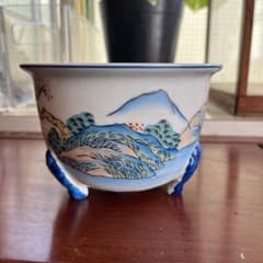 陶器 盆栽鉢 山水画 三足 植木鉢 - メルカリ