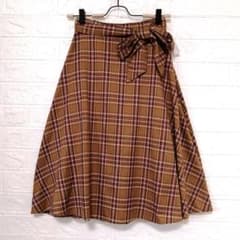 新品　allamanda チェック柄 ミモレ フレアスカート　38