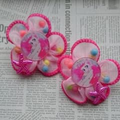 《500円》２個セット ビーズ入お花ヘアゴム アリエル プリンセスのサムネイル