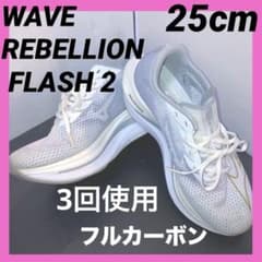 ミズノ　ウェーブリベリオンフラッシュ　2 グレー　白　カーボン　25cm