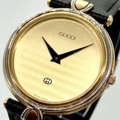 稼動】 グッチ 腕時計 4500M コンビ ゴールド文字盤 シルバー メンズ