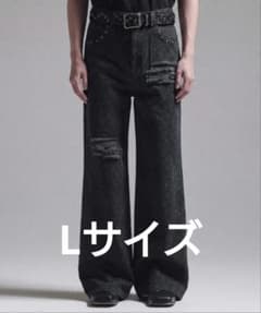 【GRANCY】レオパードダメージフレアパンツ ブラックのサムネイル