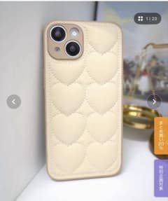 iPhone17 하트 퀼팅 베이지