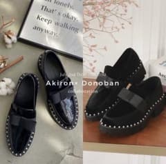 donoban×アキロンさん コラボ パールリボンローファー エナメル xs
