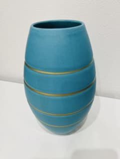 ターコイズ ストライプ 陶器 花瓶 - メルカリ