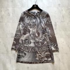 美品♡LEONARD レオナール チュニック 花柄 トリム ウールシルク 38