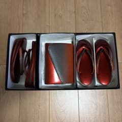 着物用　草履 バッグ セット 赤 グラデーション