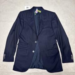 36 クリーニング済 ゼニア ZEGNA テーラードジャケット ネイビー 44