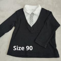 襟付き長袖Tシャツ サイズ90 黒のサムネイル