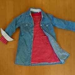 110cm ボーダー ワンピース Aラインのサムネイル