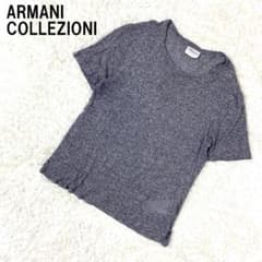 アルマーニ コレツォーニ 半袖Tシャツ グレー レーヨン リネン S B4054 