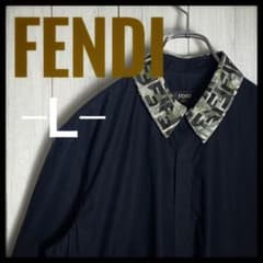 120【人気】 FENDI FF ズッカ柄襟 長袖シャツ 黒 40（L相当） - メルカリ