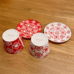 Afternoon Tea 赤白 花柄 カップ＆ソーサー 2客 金縁のサムネイル