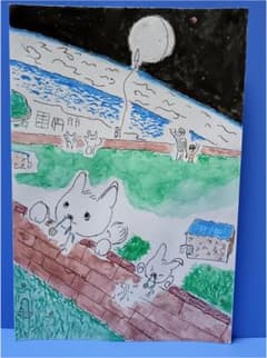 『月とウサギとロケット』　イラスト　ハンドメイドのサムネイル