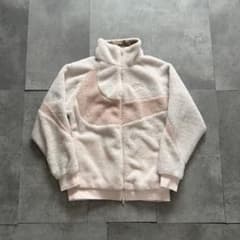 NIKE 나이키 리버시블 큰 swoosh 보어 양털 재킷 핑크