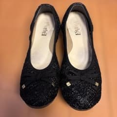 黒いリボン付き　レース　ESPERANZA バレエシューズ23.5のサムネイル