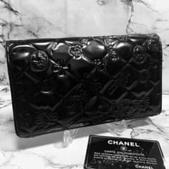 CHANEL アイコン 長財布 パテントレザー ブラック 2つ折 - メルカリ