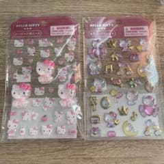 サンリオ　キティ　オーロラ立体シール　金箔ぷっくりシール　セットのサムネイル