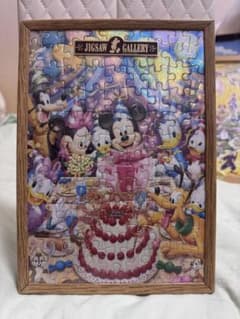 【高級額縁付き】ディズニージグソーパズル 完成品 アートフィギュアパネル 美品】Disney ディズニー ジグソーパズル ミッキー 完成品額縁付き
