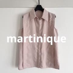 極美品 マルティニーク タックノースリーブブラウス トリアセテート 