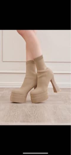 Darich ダーリッチ 美シルエットストレッチショートブーツ ベージュ L