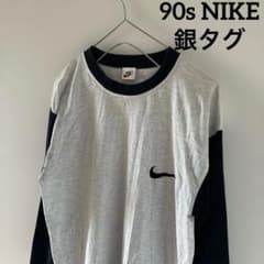90sNIKEナイキ銀タグリンガーtロンtシャツメンズ長袖ブラック黒m 