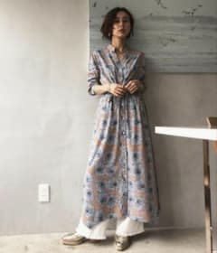AMERI VINTAGE ロングシャツ　ワンピース AMERI 花柄 ロングシャツワンピース - メルカリ