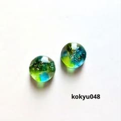 048 ハンドメイドピアス イヤリング レジン 琉球ガラス - メルカリ
