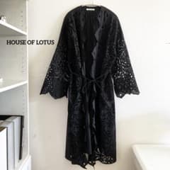 美品　ハウスオブロータス　インド製　シフリー刺繍　カットワークロングガウン