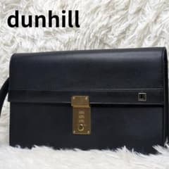Dunhill Leather Clutch Bag, Black, 2-way, Wristlet, Dial Lock