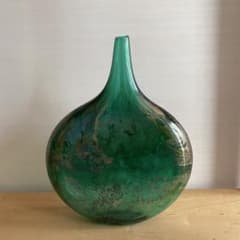 ヴィンテージ アズリンガラス ロリポップ フラワーベース 花瓶 - メルカリ