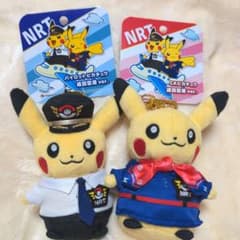 成田空港限定】ポケモン ピカチュウ ぬいぐるみ ペア キーチェーン付き