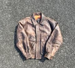 美品】短丈 vintage レザージャケット L 深水光太 茶色 ボア付き