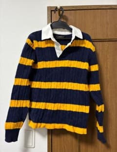 BEAMS+ ボーダーニットセーター　ラガーシャツのサムネイル