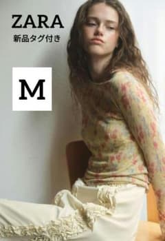 ZARA フローラルプリントニットトップス　S ZARA フローラルプリントニットトップス M - メルカリ