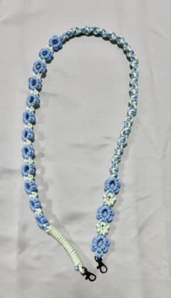スマホショルダー お花モチーフ ブルー×ミント ハンドメイド ストラップのサムネイル