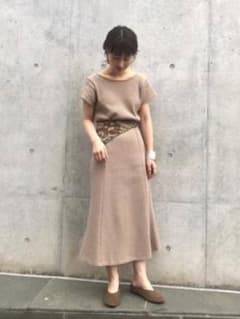 Kastane ハギ入りワッフルロングワンピース　ベージュのサムネイル