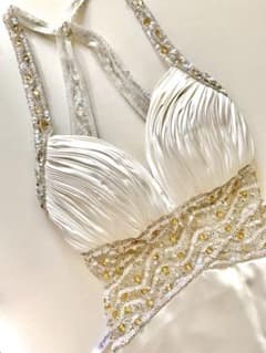 姫子さま専用♡サテンビジューホワイトロングドレス♡エンジェルアールのサムネイル