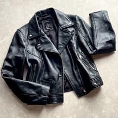 【極美品】ZARA trf ライダースジャケット ダブル ラムレザー L 美品☆ZARA trf 本革 ラムレザー ダブルライダースジャケット S 羊革
